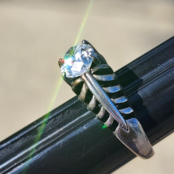Vintage sterling silver ring by Kabana clear Stone size 8.75 wedding engagement - Picture 4 of 5
